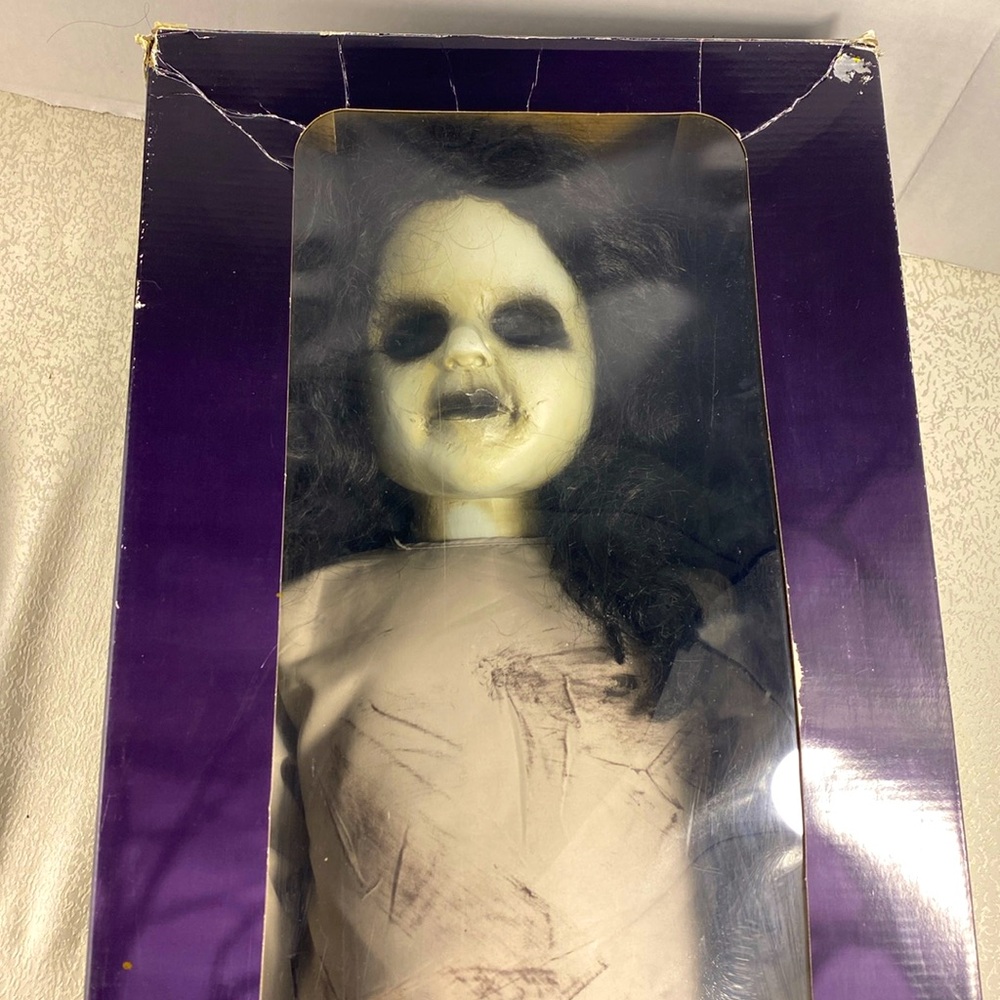 Sinister Spirit Haunted Doll Halloween Decor 35” Stands Scary No Eyes